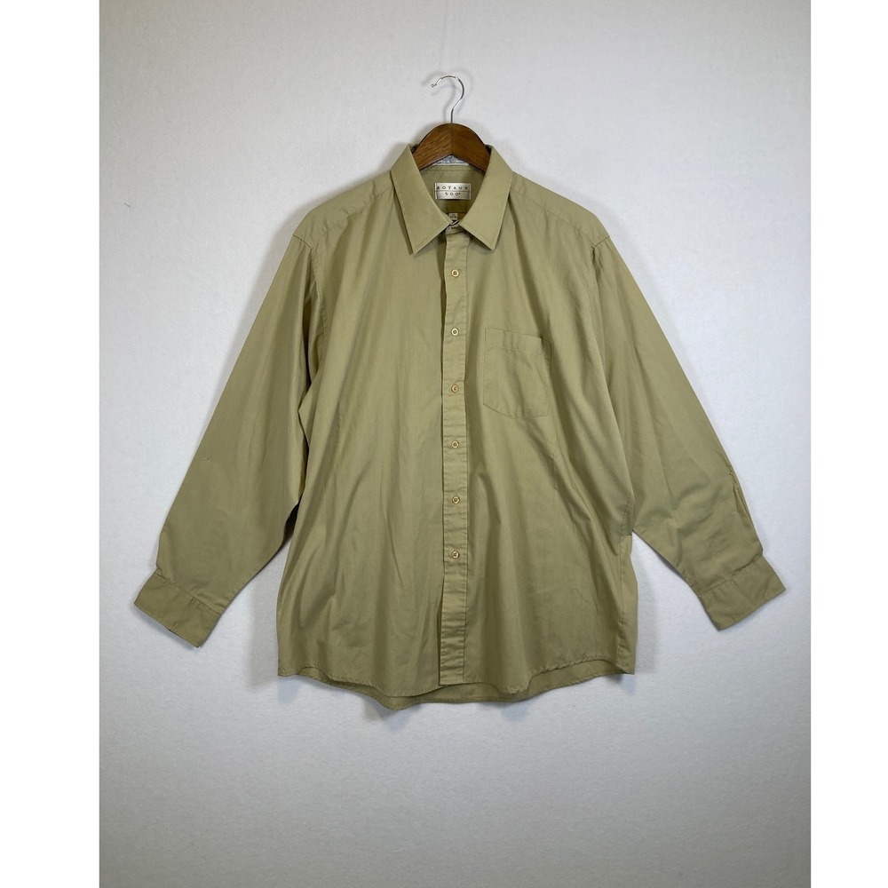 Classic Minimalist Botany‎ 500 Mens 17 34/35 Tan Khaki Button Down Dress Shirt